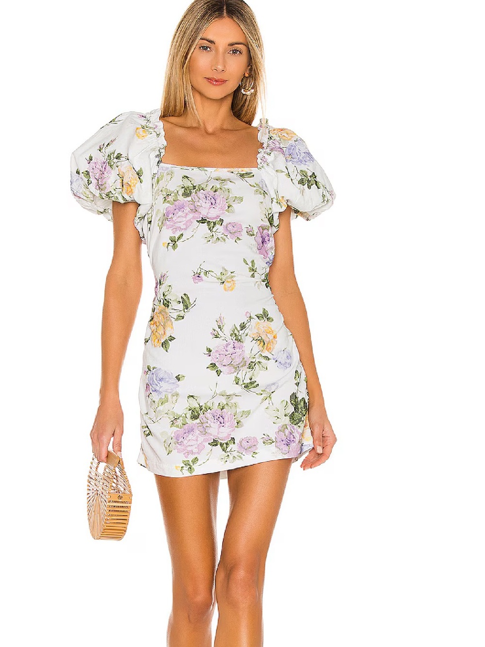 LoveShackFancy Minerva Mini Corduroy Dress Floral Puff Sleeve, Size 4